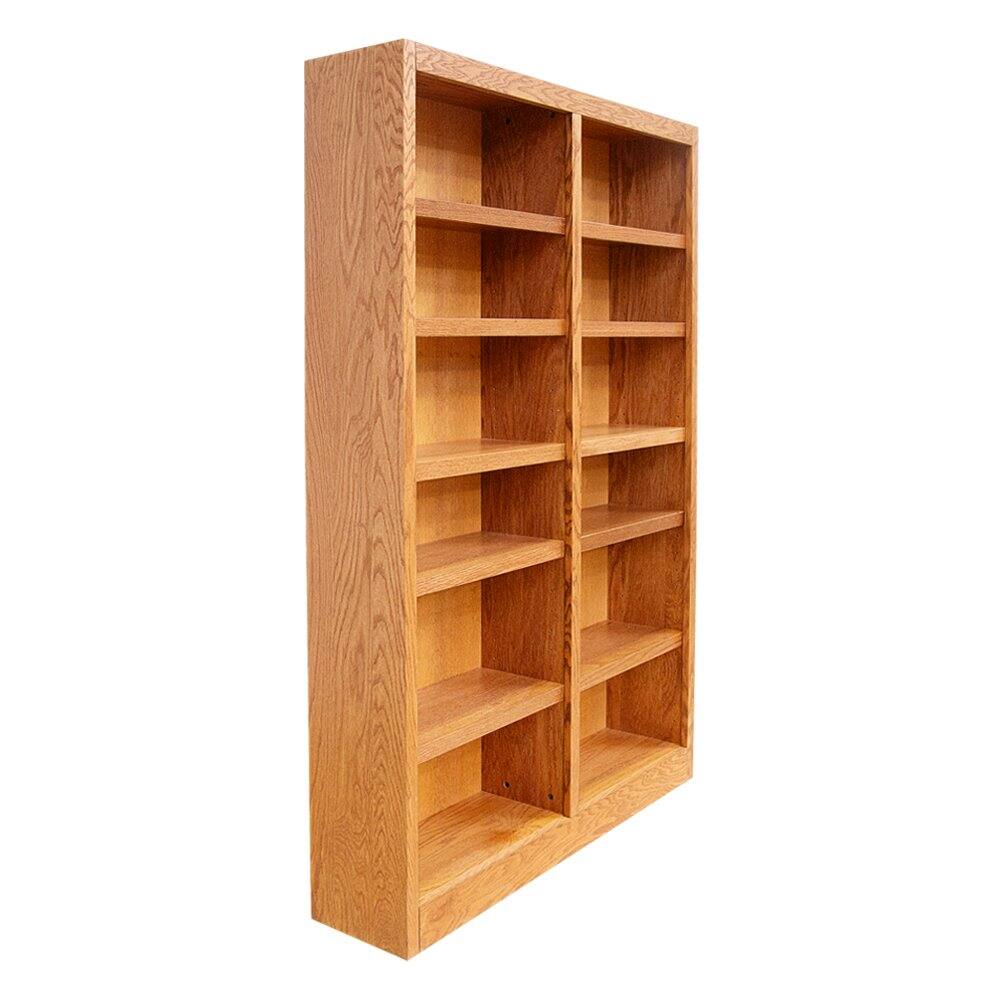 Left. Concepts in Wood - Double Wide Bookcase 12 Shelves Dry Oak Finish - Brown.