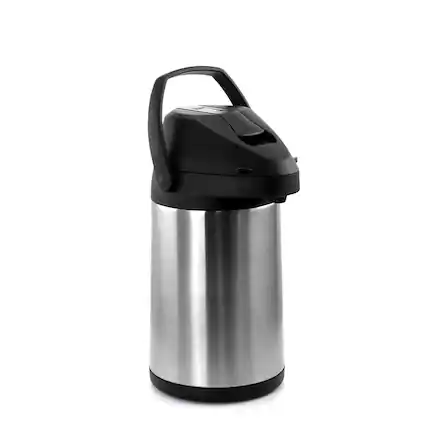 Front. MegaChef - MegaChef 3.17 Quart Stainless Steel Airpot Hot Water Dispenser for Coffee and Tea - Silver and Black.