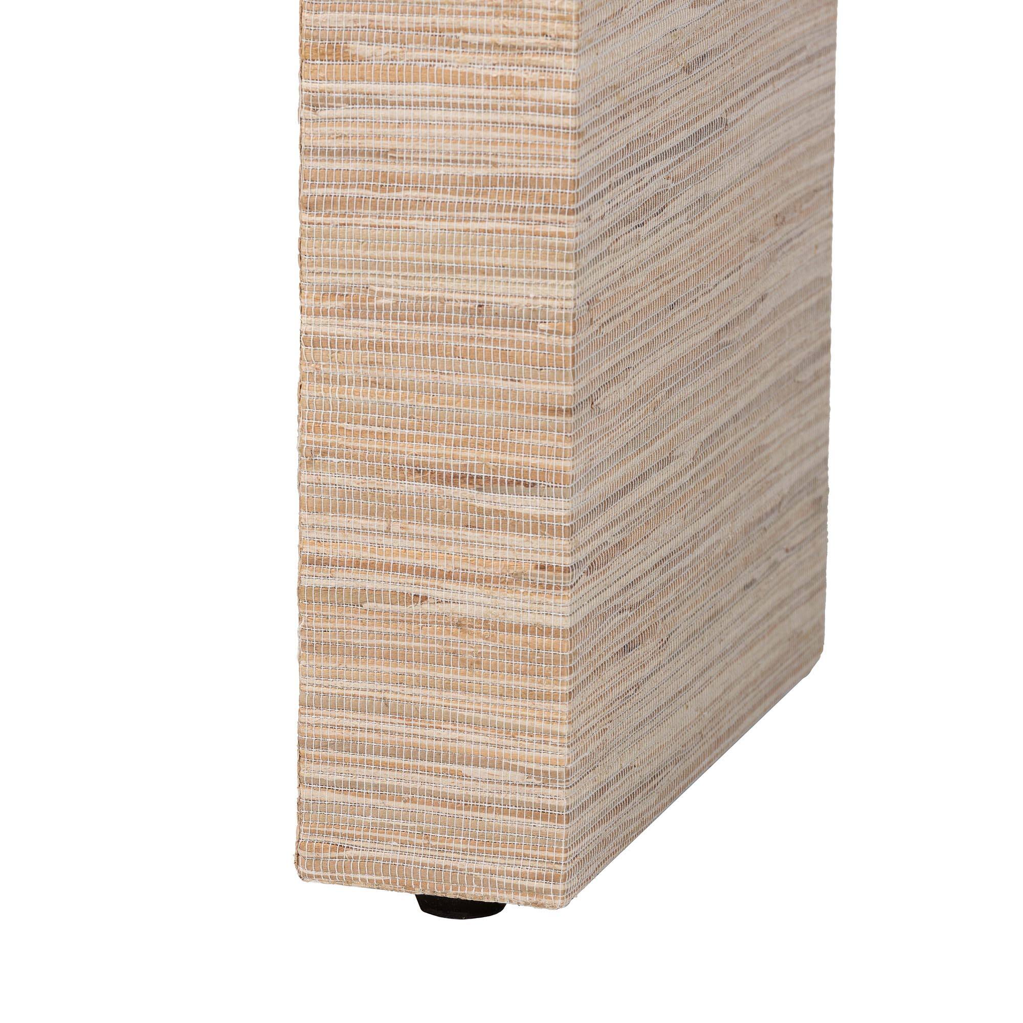 Back. bali & pari - Yareli Bohemian Woven Grasscloth Console Table - Natural/Gold.