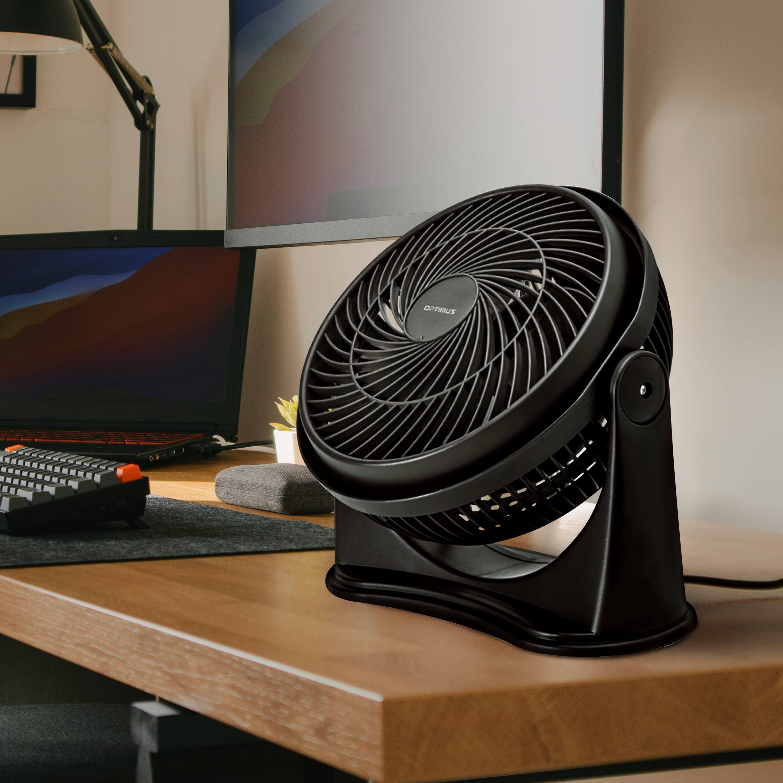 Alt View 4. Optimus - Optimus F-7080 8 Inch 15 Watt High-Performance Air Circulator Fan in Black - Black.