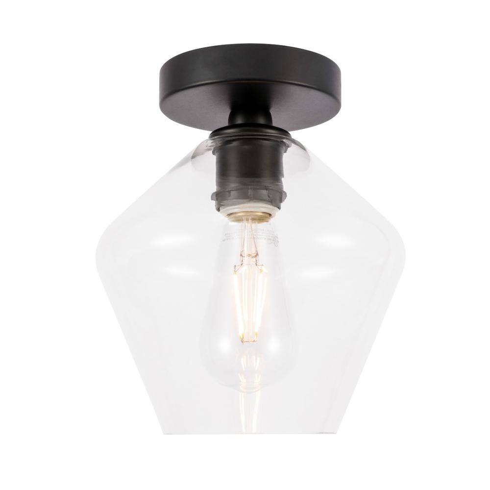Alt View 8. Living District - Gene 1 light Black and Clear glass Flush mount - Black And Clear Glass.