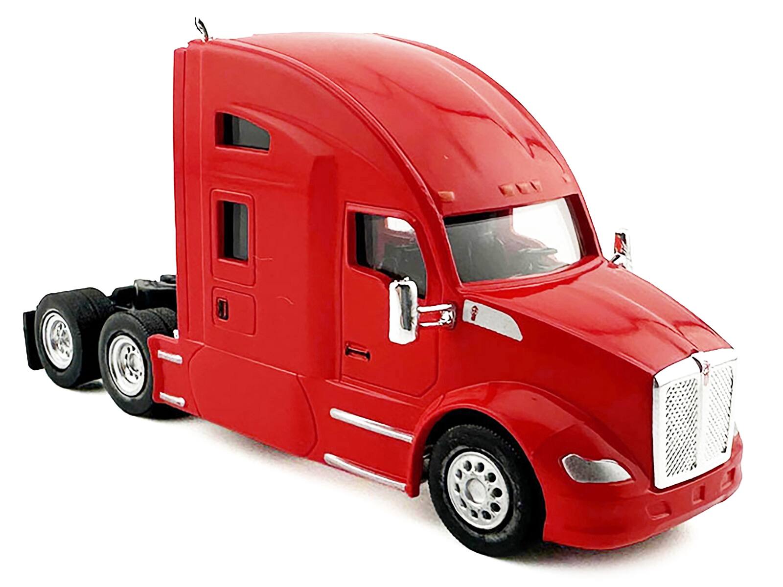 Angle. HO Logistics Replicas - Kenworth T680 Sleeper Cab Red 1/87 (HO) Plastic Model Car by HO Logistics - Red.
