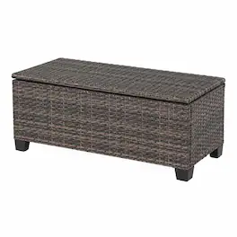 Yardgrace - Outdoor Storage Patio Coffee Table All Weather Wicker Side Waterproof Rattan Furniture Toys Garden Tools - Brown