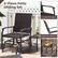 3-Piece Patio Gliding Set with Curved Armrests, Ergonomic Backrest, and Tempered Glass Tabletop.