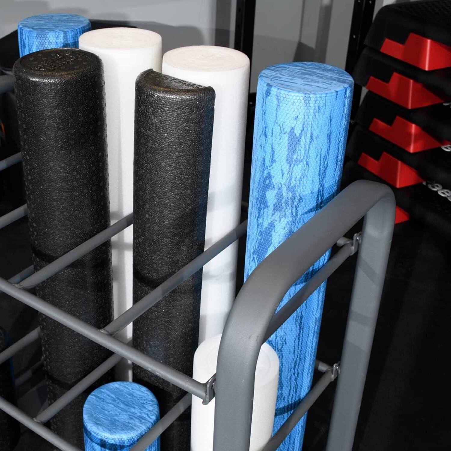 Alt View 4. Power Systems - Club Foam Roller Cart – Holds 12 Rollers, Portable Foam Roller Storage Stand - Black.