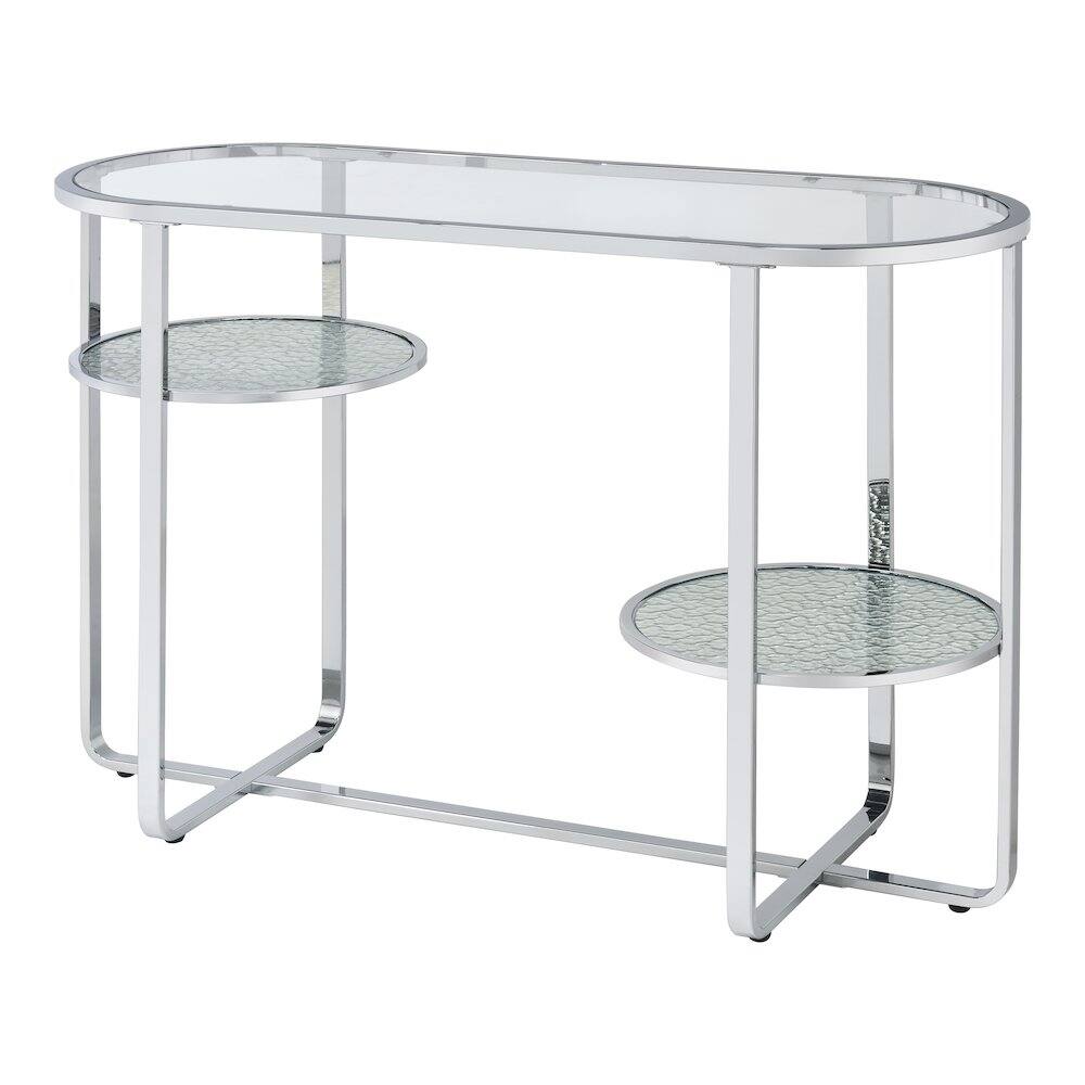 Alt View 1. Furniture of America - Ludington Metal 2-Shelf Sofa Table in Chrome - Silver.