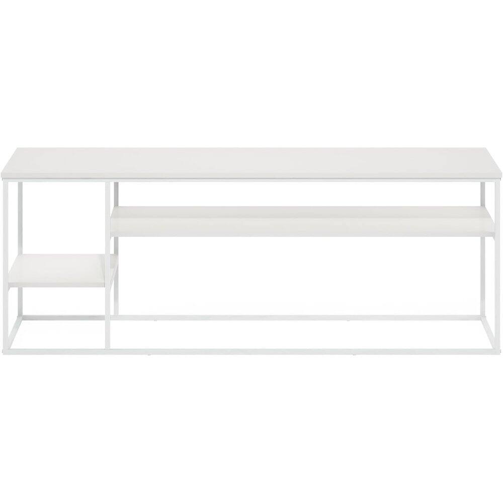 Alt View 1. FurniFact - White 65 Inch Entertainment Center with Metal Frame and Open Shelf TV Console - White.