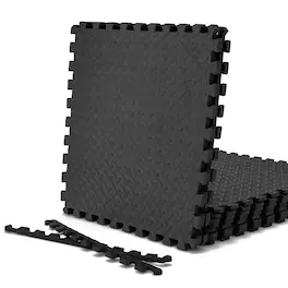 Costway - 12 Tiles 1/2" Puzzle Floor Exercise Mat Interlocking Anti-slip EVA Foam - Black