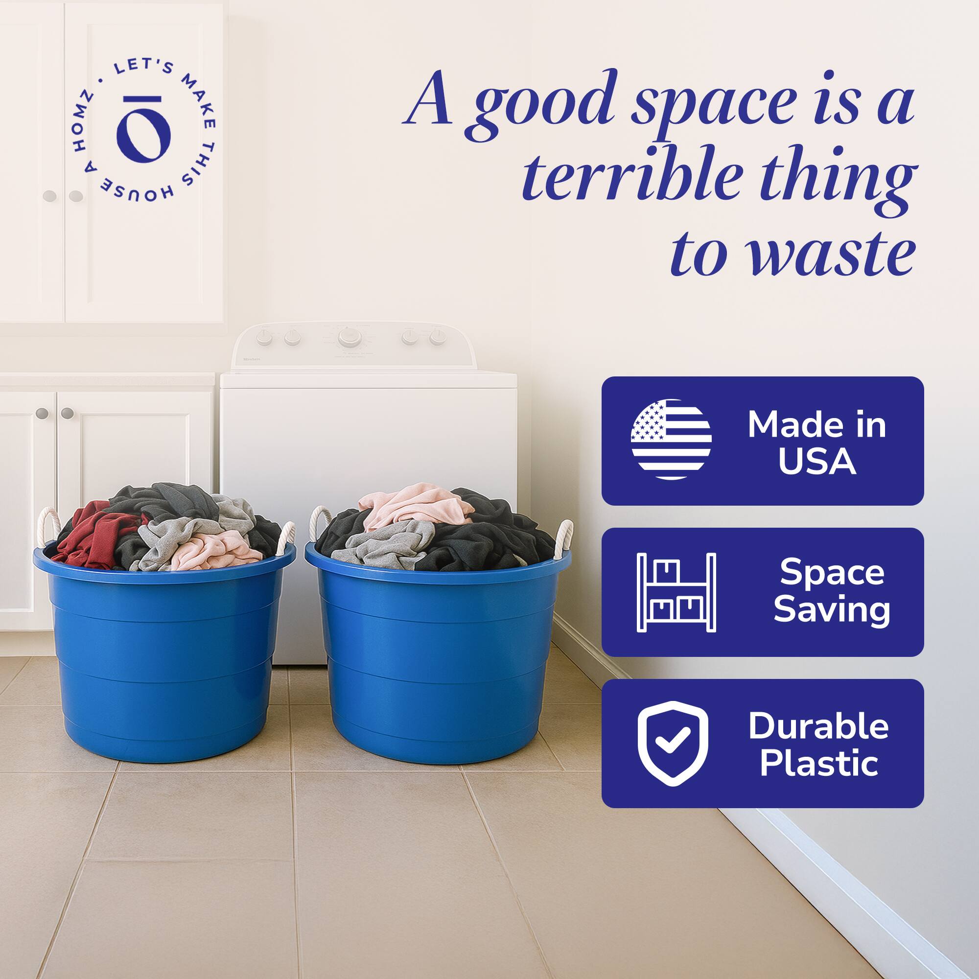 - LET'S MAKE THIS HOUSE A HOME
- A good space is a terrible thing to waste
- Made in USA
- Space Saving
- Durable Plastic