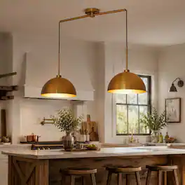 RYHNUYNE - 41 In Industrial Modern Copper Color Double Pendant Light, Bright Finish 2 E26 Bulbs Adjustable Ceiling Hanging Lamp - Gold