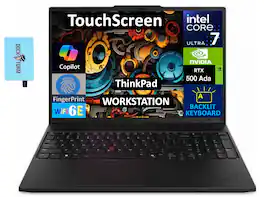 Lenovo - ThinkPad P16s Laptop 16.0 WUXGA (Intel Ultra 7-155H, 64GB DDR5, 2TB PCIe SSD, Win 11 Pro) w/USB Hub - Black