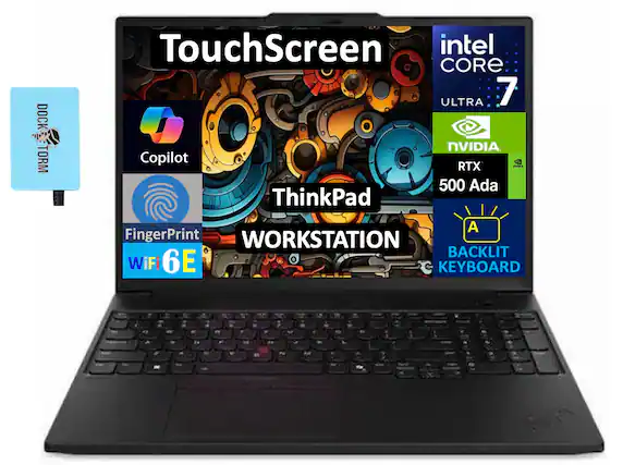 - TouchScreen
- ThinkPad WORKSTATION
- DOCK TORM
- Copilot
- intel CORE 7 ULTRA
- NVIDIA RTX 500 Ada
- FingerPrint
- WiFi 6E
- BACKLIT KEYBOARD
