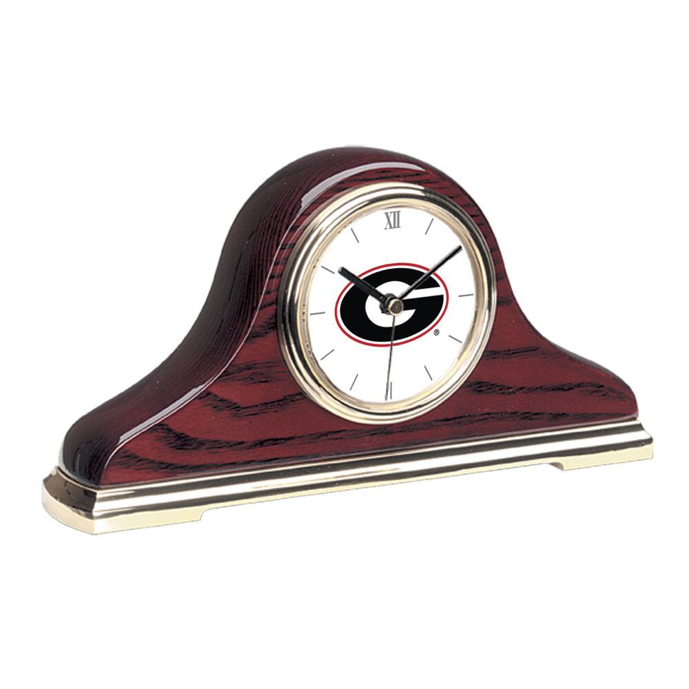 Front. Jardine - Georgia Bulldogs Primary Team Logo Mantle Clock - Gold.