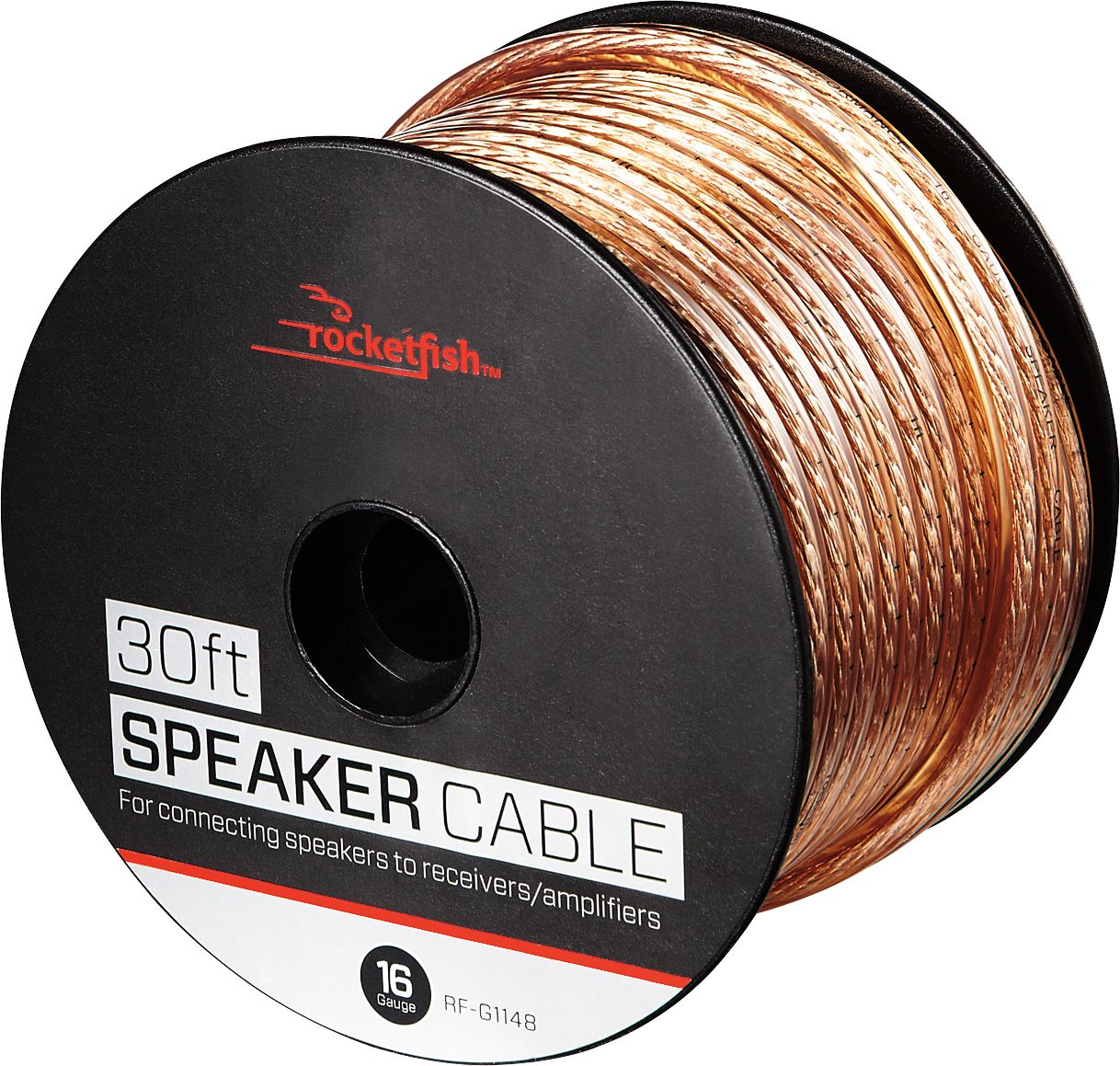 Left View: Rocketfish™ - 30' Speaker Wire - 16AWG - Gold