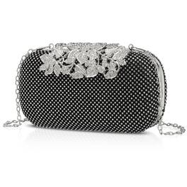Unique Bargains - Evening Clutch Purse Sparkly Rhinestone Square Bag for Women, Vintage Crystal Clasp Handbag for 1920s Party - Black