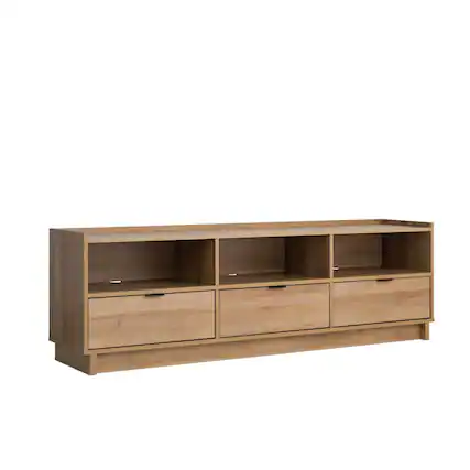 Front. Prepac - Simply Modern TV Stand Oak Engineered Wood Storage Cabinet with Shelves - Brown.