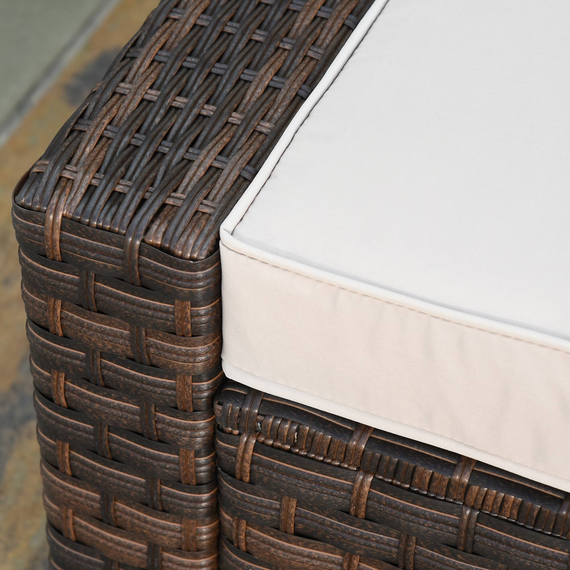 Alt View 8. Outsunny - 5 Piece Patio Furniture Set, All Weather PE Rattan Conversation Chair, and Ottoman Set with Coffee Table - Beige.