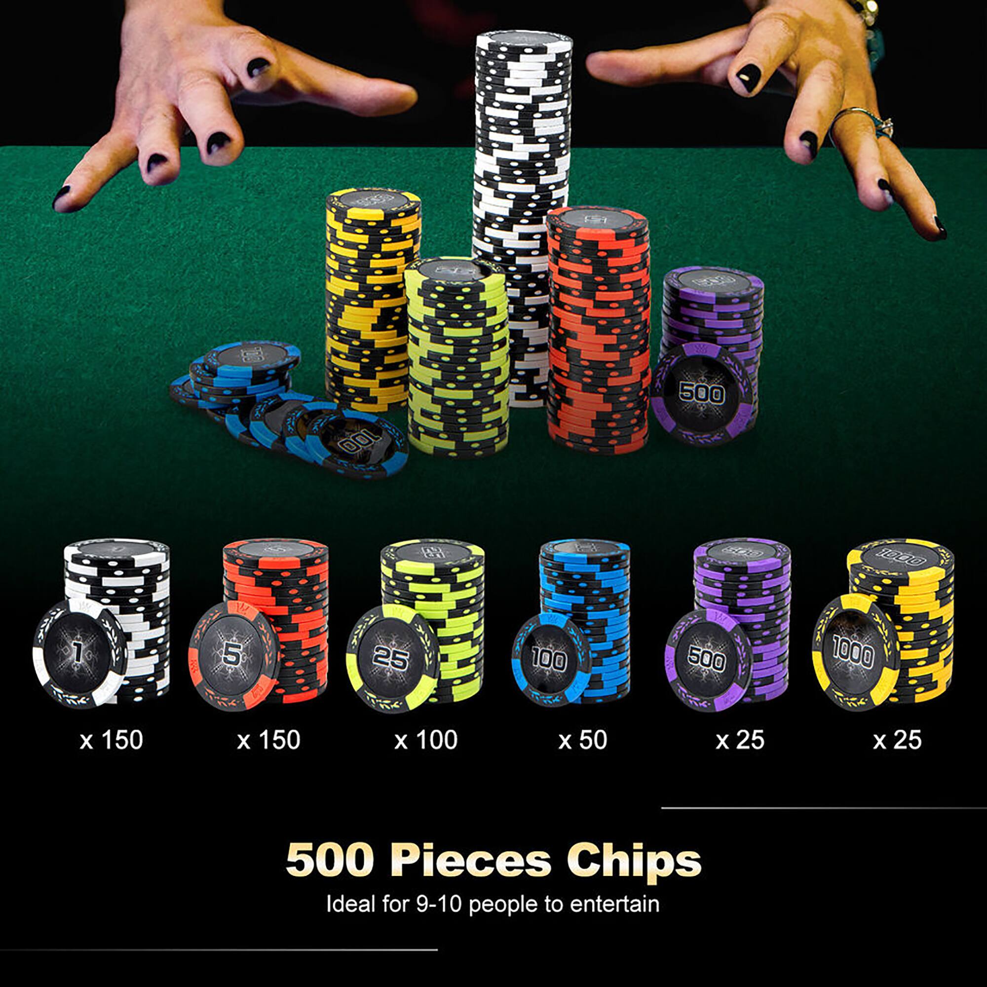 apa E 001 500 AN 28300 1 V2 1 5 25 100 500 1000 x 150 X 150 x 100 X 50 X 25 X 25 500 Pieces Chips Ideal for 9-10 people to entertain