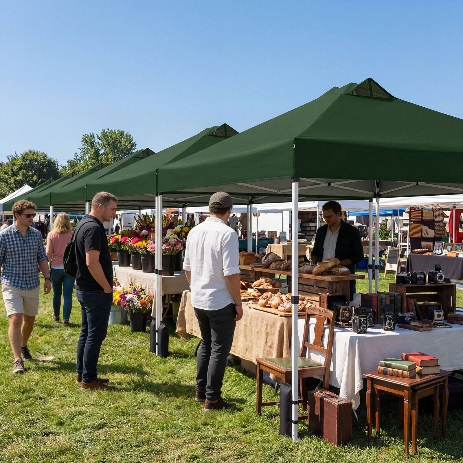 Alt View 3. Gymax - Gymax 10x10 FT Pop Up Canopy Tent 1-Person 1-Button Push Instant Setup w/ 4 Sandbags Green - Green.
