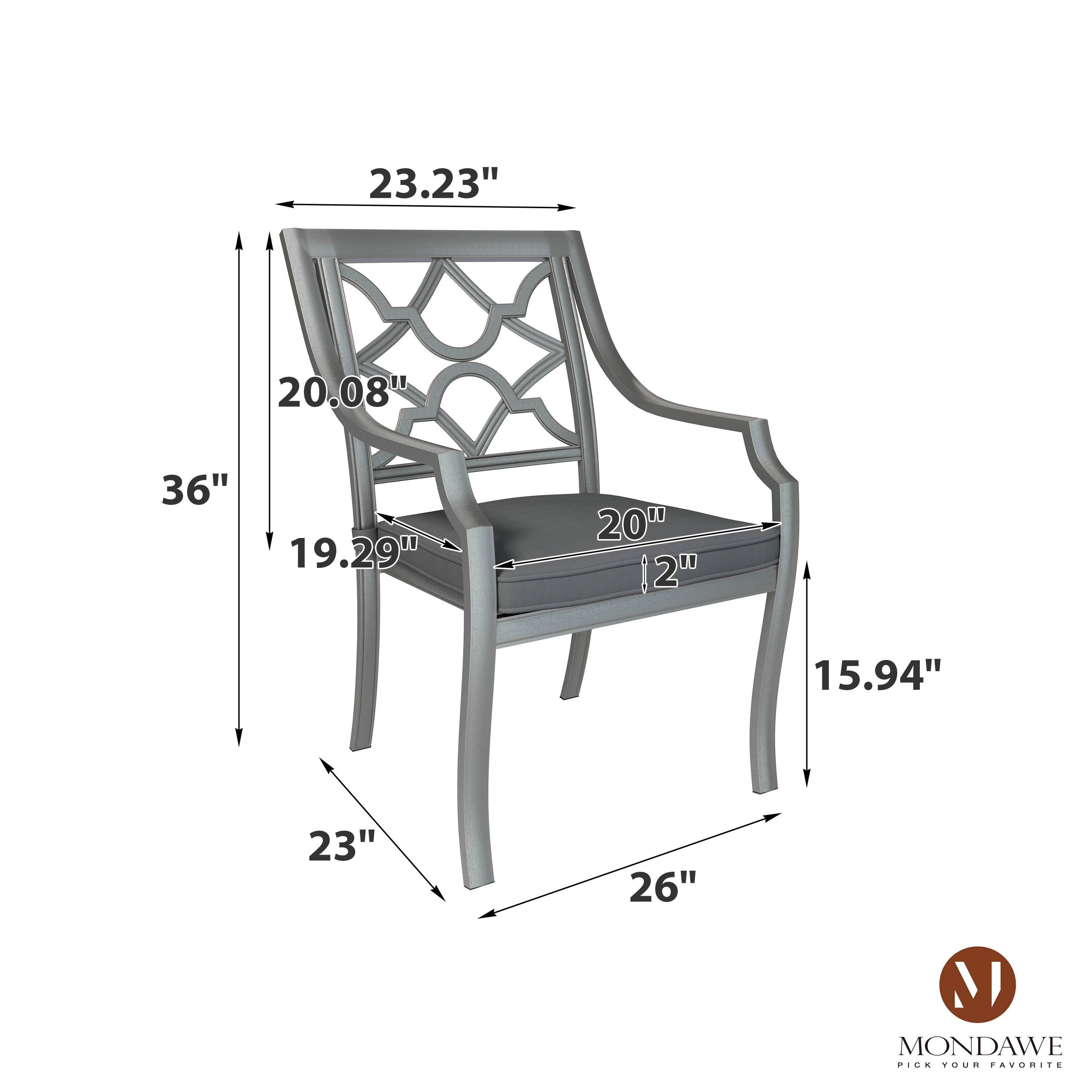 23.23"  
20.08"  
36"  
19.29"  
20"  
2"  
15.94"  
23"  
26"  

MONDAWE  
PICK YOUR FAVORITE