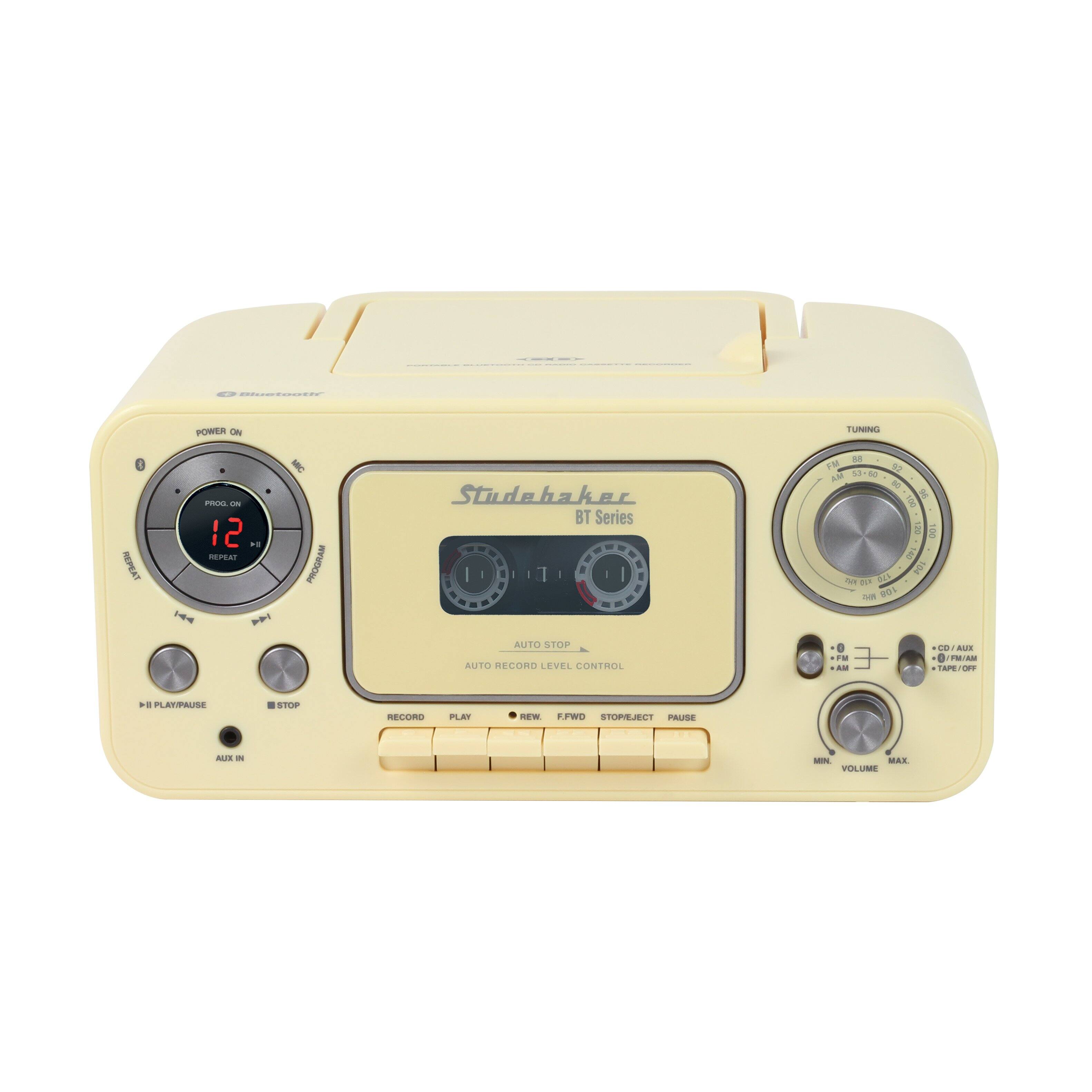 Studebaker Stereo CD Player with Bluetooth, AM/FM Radio and Cassette