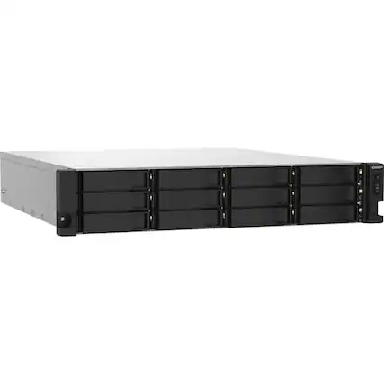 Front. QNAP - QNAP TS-1232PXU-RP-4G SAN/NAS Storage System - Alpine AL-324 Quad-core (4 Core) 1.70 GHz - 12 x HDD Supported - 0 x HDD - Black.
