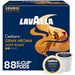 Lavazza - Costiera Gran Aroma, Single-Serve Keurig K-Cup Pods, Light Roast Coffee, 88-Count Box (4 Packs of 22)