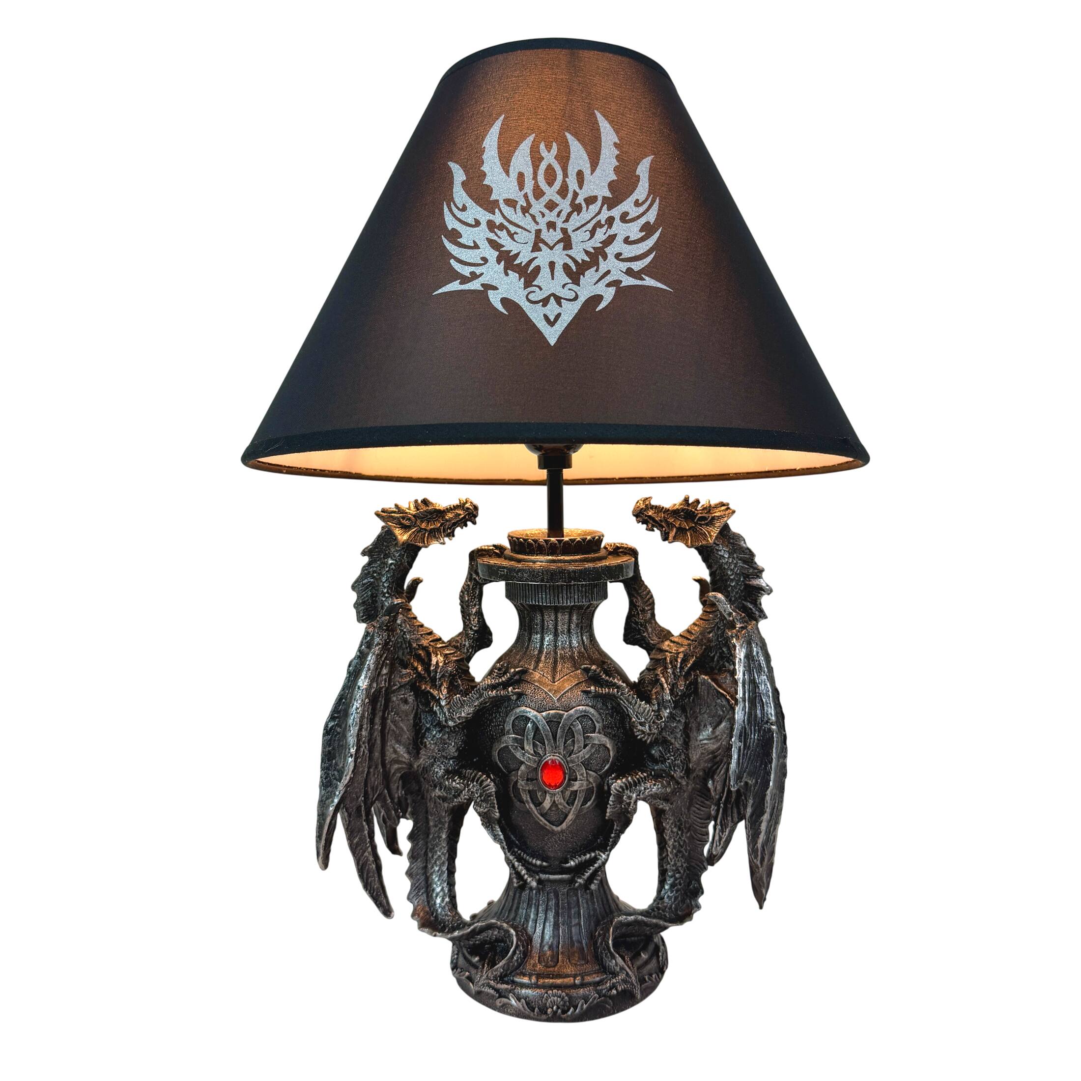 Alt View 1. Zeckos - Gothic Guardians of Light Medieval Dragons Table Lamp - Black.