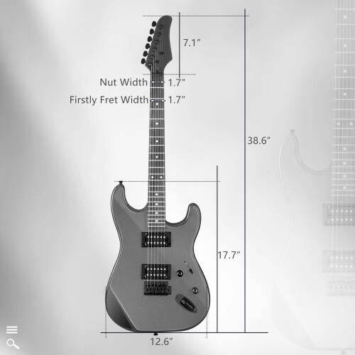 7.1"  
Nut Width: 1.7"  
Firstly Fret Width: 1.7"  
38.6"  
17.7"  
12.6"