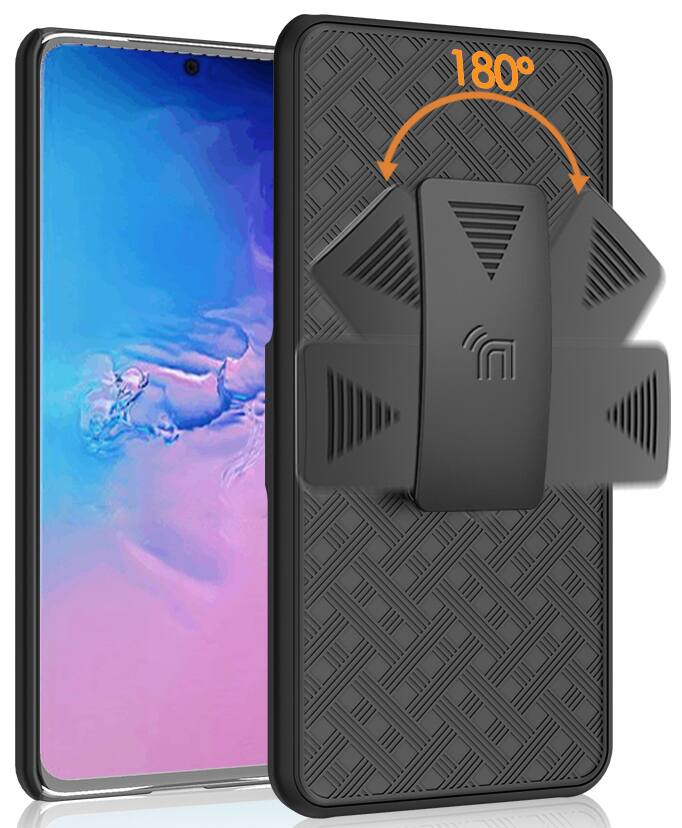 Alt View 3. Nakedcellphone - Case with Stand and Belt Clip Holster for Samsung Galaxy S20 Ultra - Black.