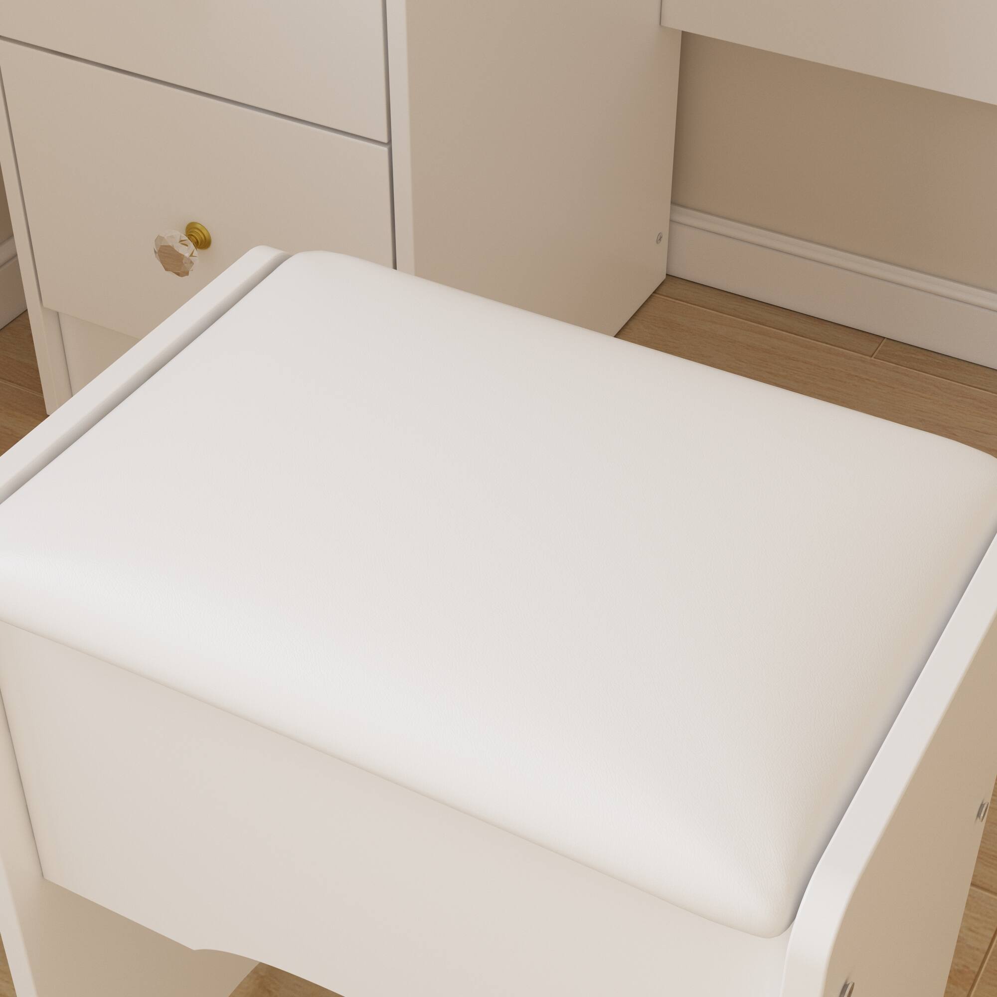 Alt View 4. Famapy - Multi - Functional Vanity Table & Dresser: All - in - One Beauty Hub with Smart Storage - White.