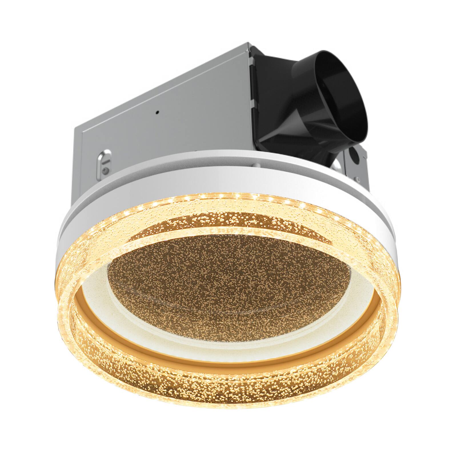 Alt View 7. Akicon - N5 Decorative White 110 CFM 1.5 Sone Ceiling Bathroom Exhaust Fan with Dimmable and Starry Light, Round - White.