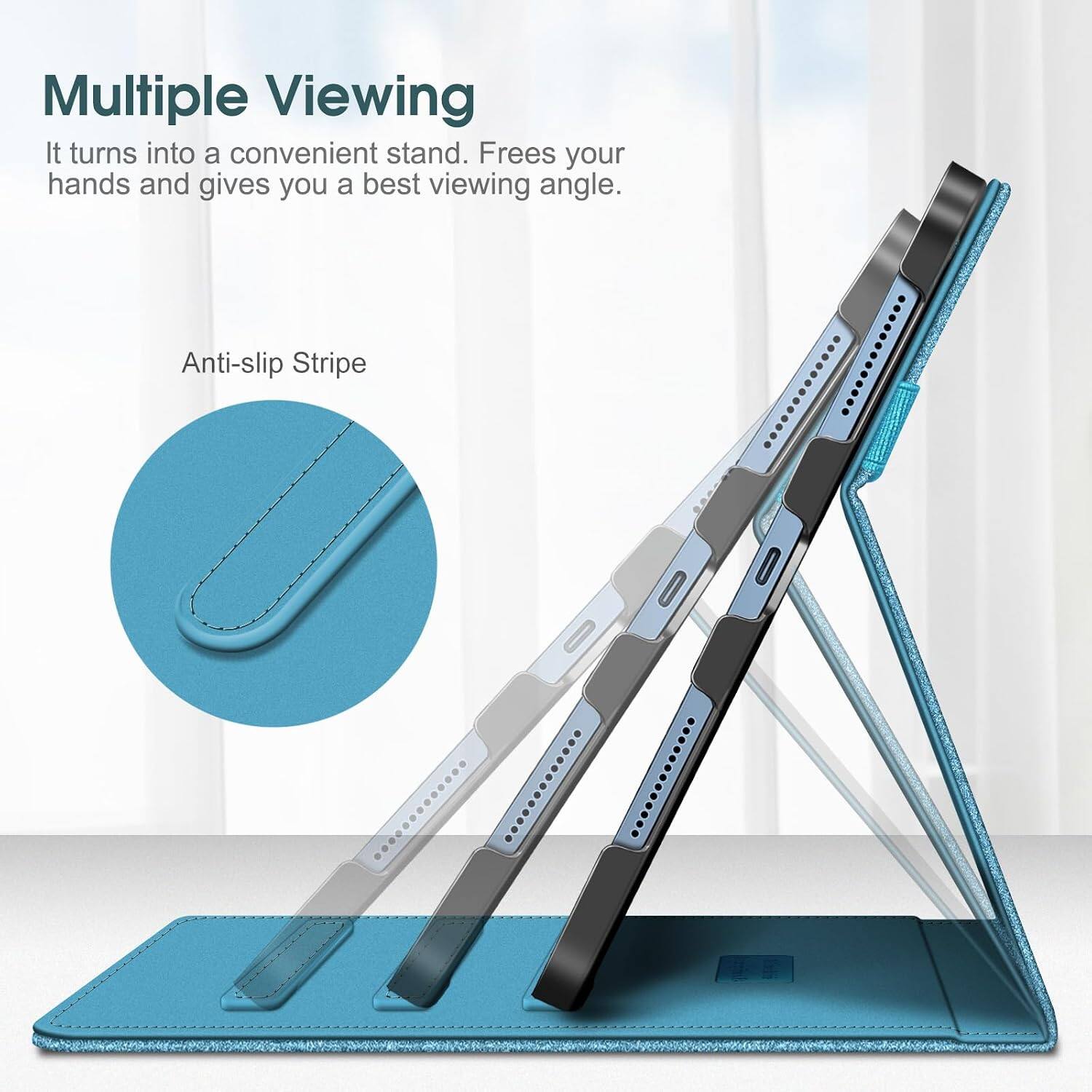 Multiple Viewing  
It turns into a convenient stand. Frees your hands and gives you a best viewing angle.  

Anti-slip Stripe