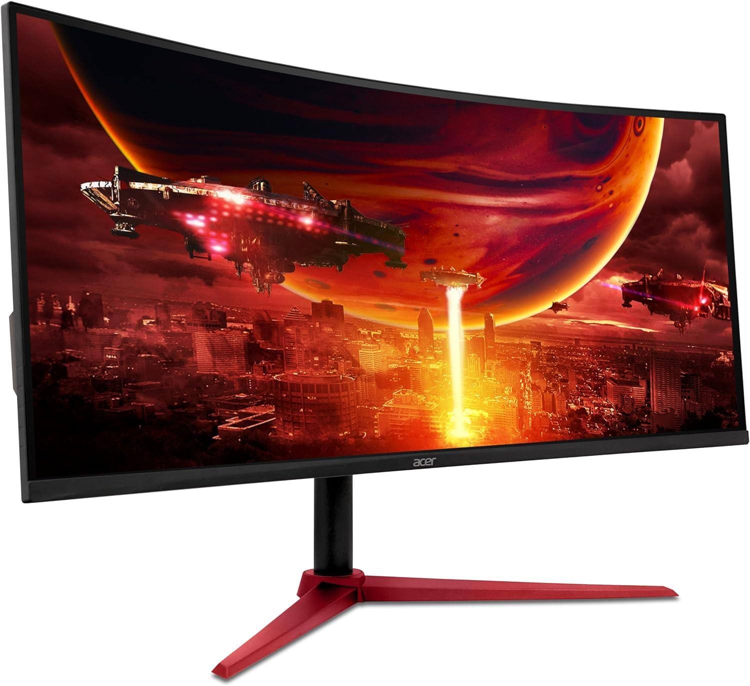 Angle. Acer - Nitro XZ342CU V 34" UW-QHD LCD Gaming Monitor 180Hz 3440x1440 1ms Response Time - Black.