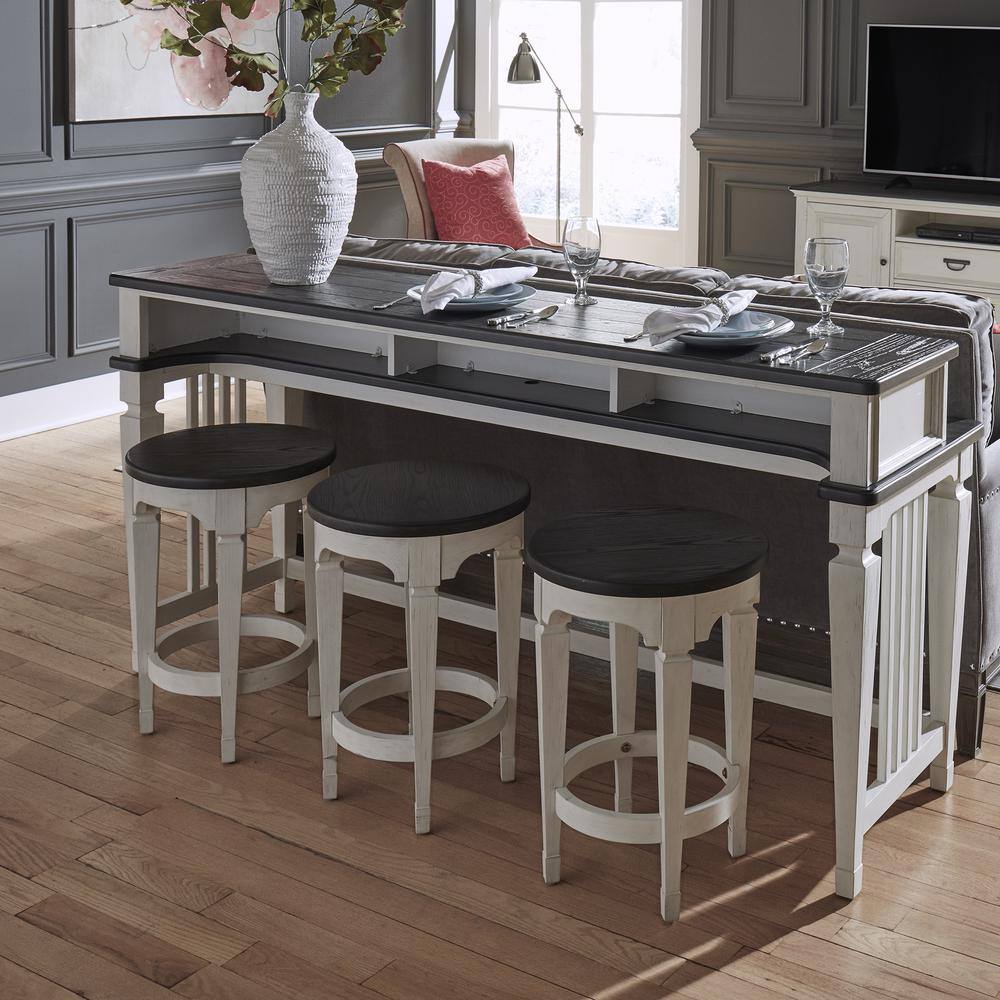 Angle. Liberty Furniture Industries - Allyson Park Console Stool in Wirebrushed White w/ Charcoal Top - White.