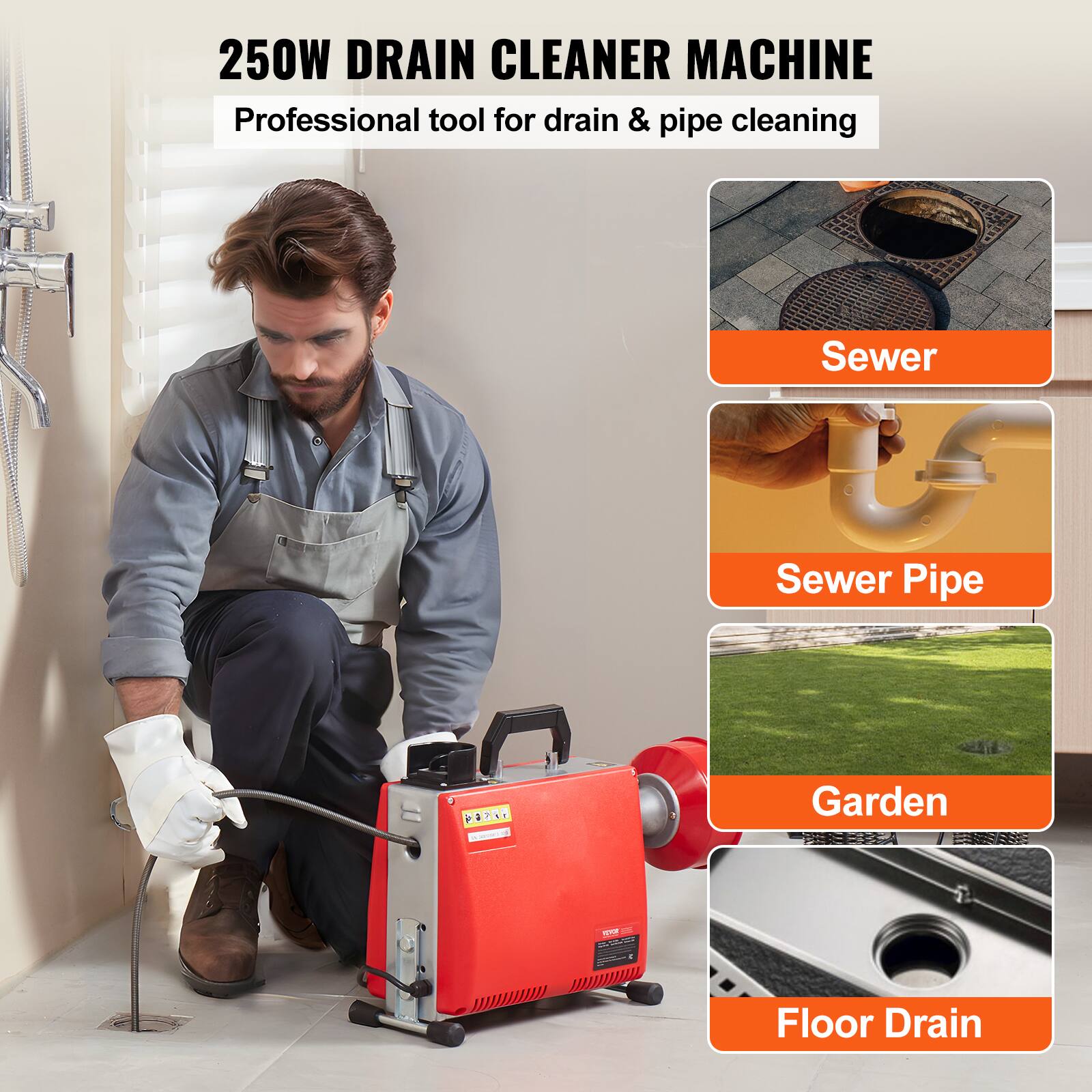 250W DRAIN CLEANER MACHINE Professional tool for drain & pipe cleaning
Sewer
Sewer Pipe
Garden
Floor Drain