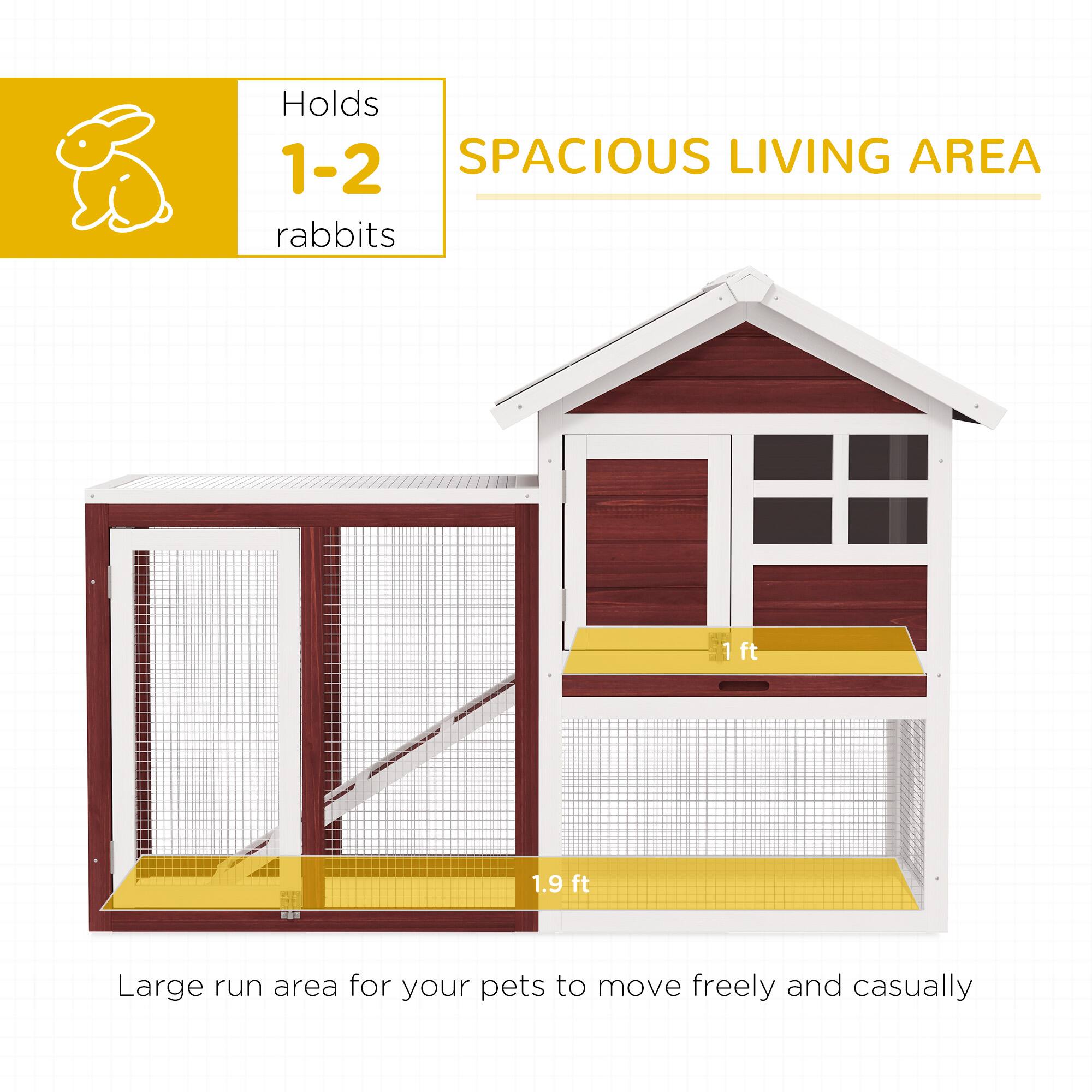 Holds 1-2 rabbits

SPACIOUS LIVING AREA

Large run area for your pets to move freely and casually

1 ft

1.9 ft