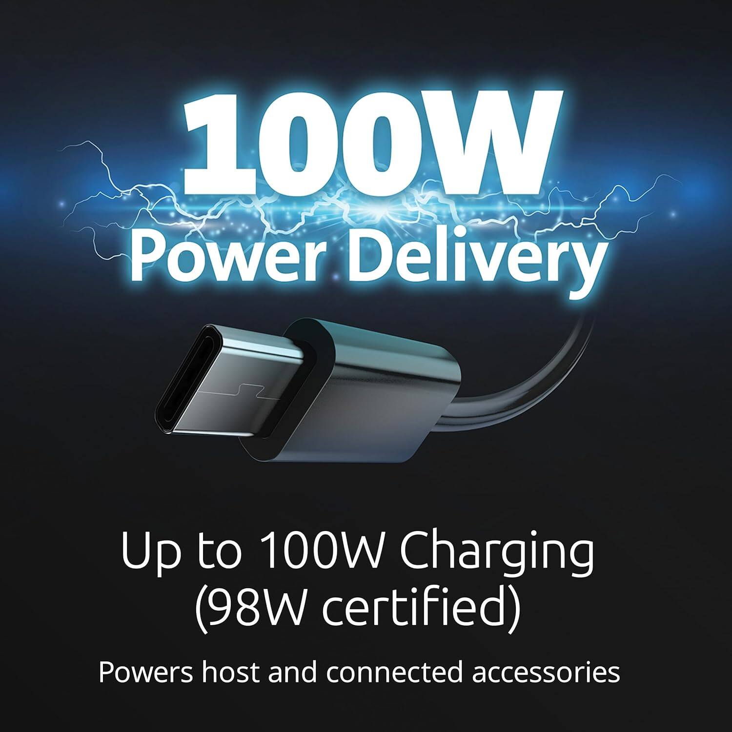 100W Power Delivery

Up to 100W Charging (98W certified)

Powers host and connected accessories
