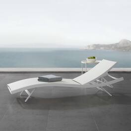 Glimpse Outdoor Patio Mesh Chaise Lounge Chair by Modway - White White