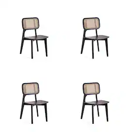 Manhattan Comfort - Versailles Industry Chic Wood Dining Chair - Set of 4 - Black and Natural