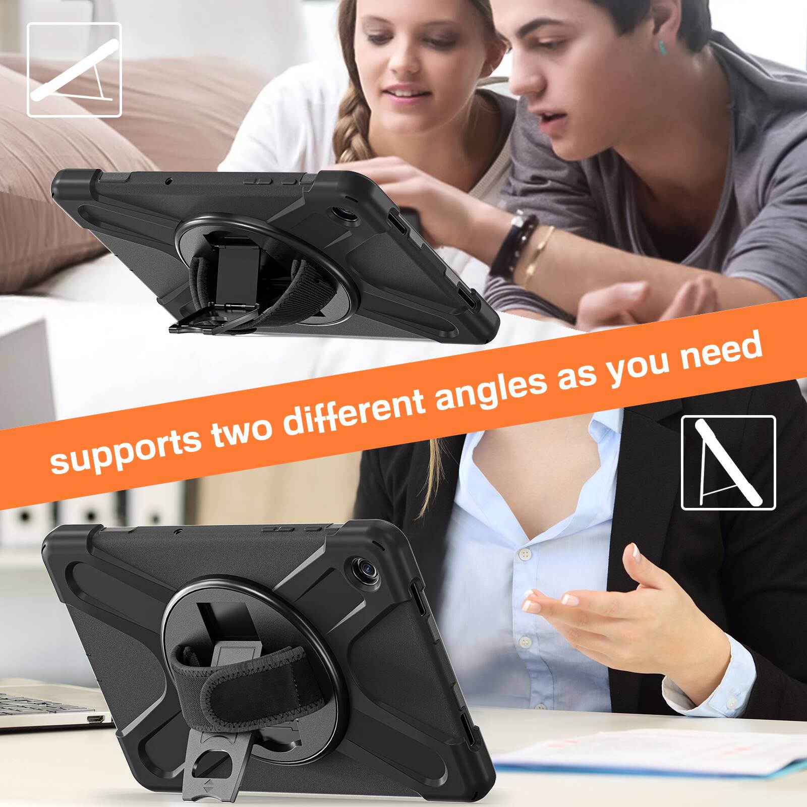 supports two different angles as you need