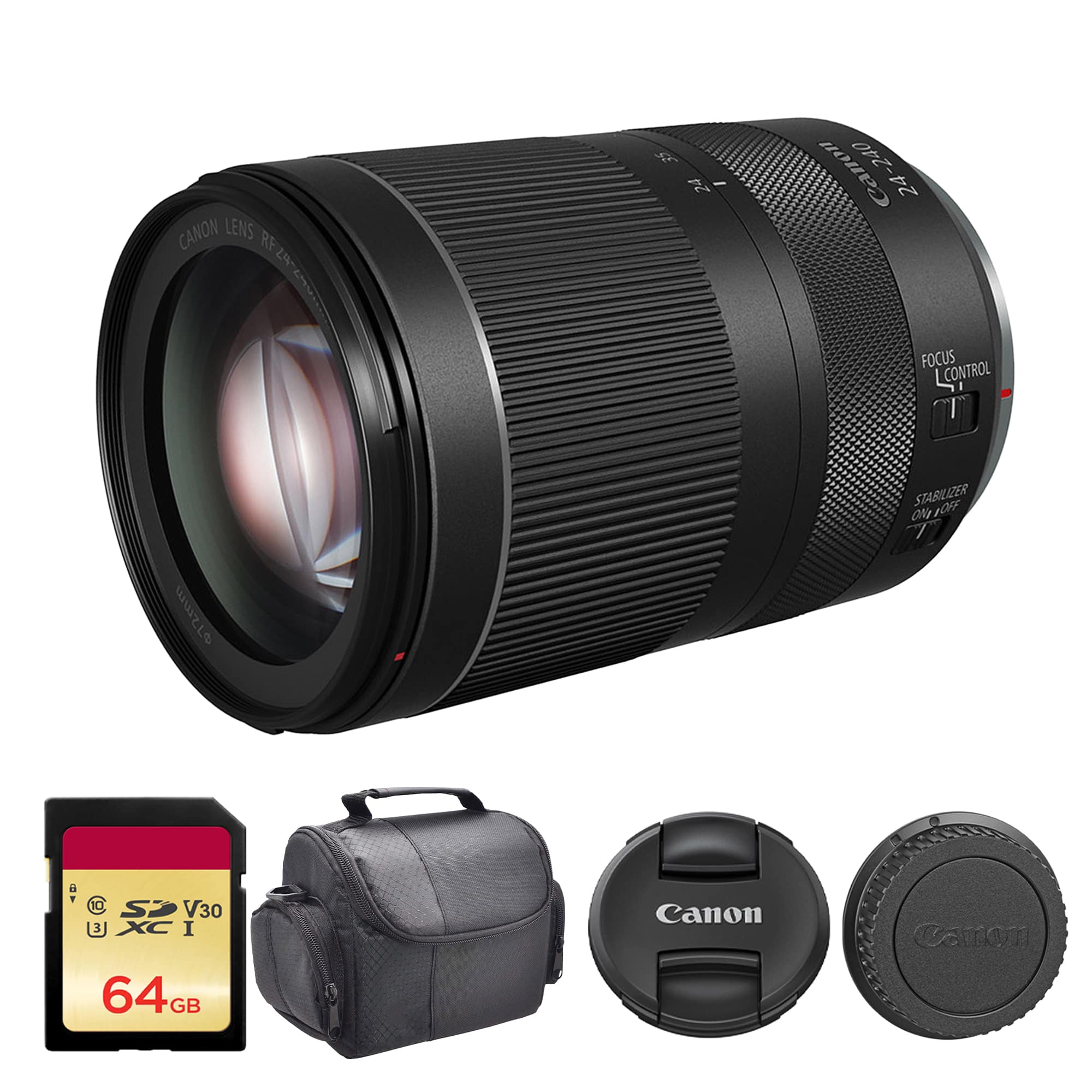 Canon - RF 24-240mm f/4-6.3 IS USM Lens (3684C002) + 64GB Card + Camera Bag - Black price history on PriceWatchPro