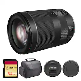 Canon - RF 24-240mm f/4-6.3 IS USM Lens (3684C002) + 64GB Card + Camera Bag - Black