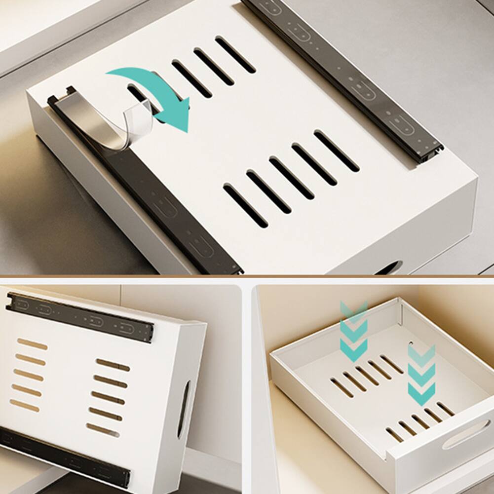 Alt View 2. GARVEE - 1pcs Pull Out Cabinet Organizer, Fixed Carbon Steel Cabinet Drawers Slide Out, Pantry Storage Shelves, 30cm, Black - Black.