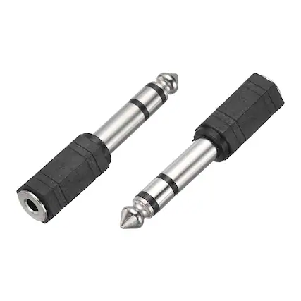 Front. Unique Bargains - 2pcs TRS6.35mm M to 3.5mm F Connector Stereo Zinc Alloy Nickel Adapter for Mics/Guitars/Speakers/pcs Signal Conversion - Silver Black.