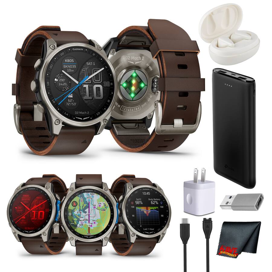 Garmin D2 Mach 2 Aviator Smartwatch 47 mm Titanium with Oxford Brown ...