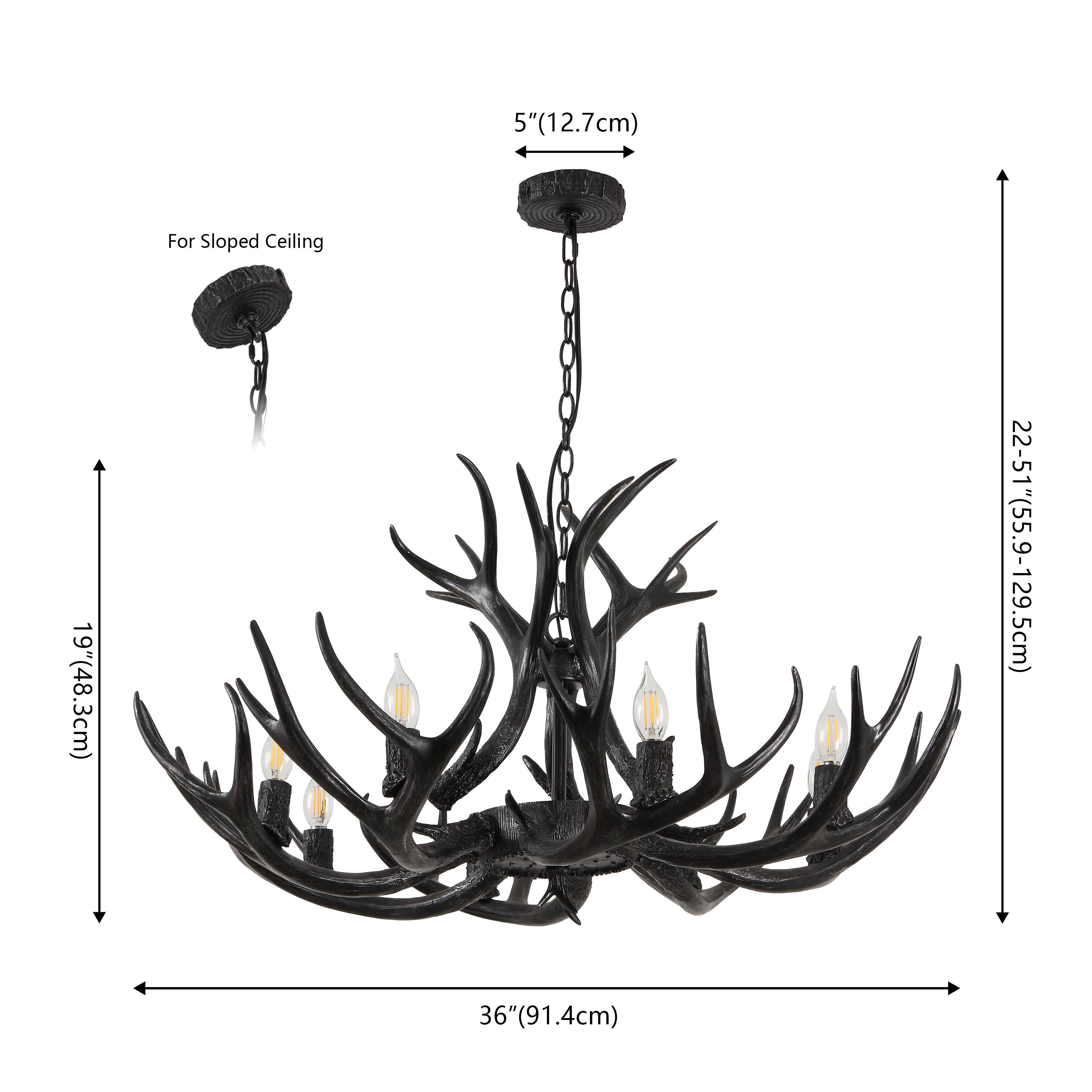 5" (12.7cm) For Sloped Ceiling  
19" (48.3cm)  
22-51" (55.9-129.5cm)  
36" (91.4cm)
