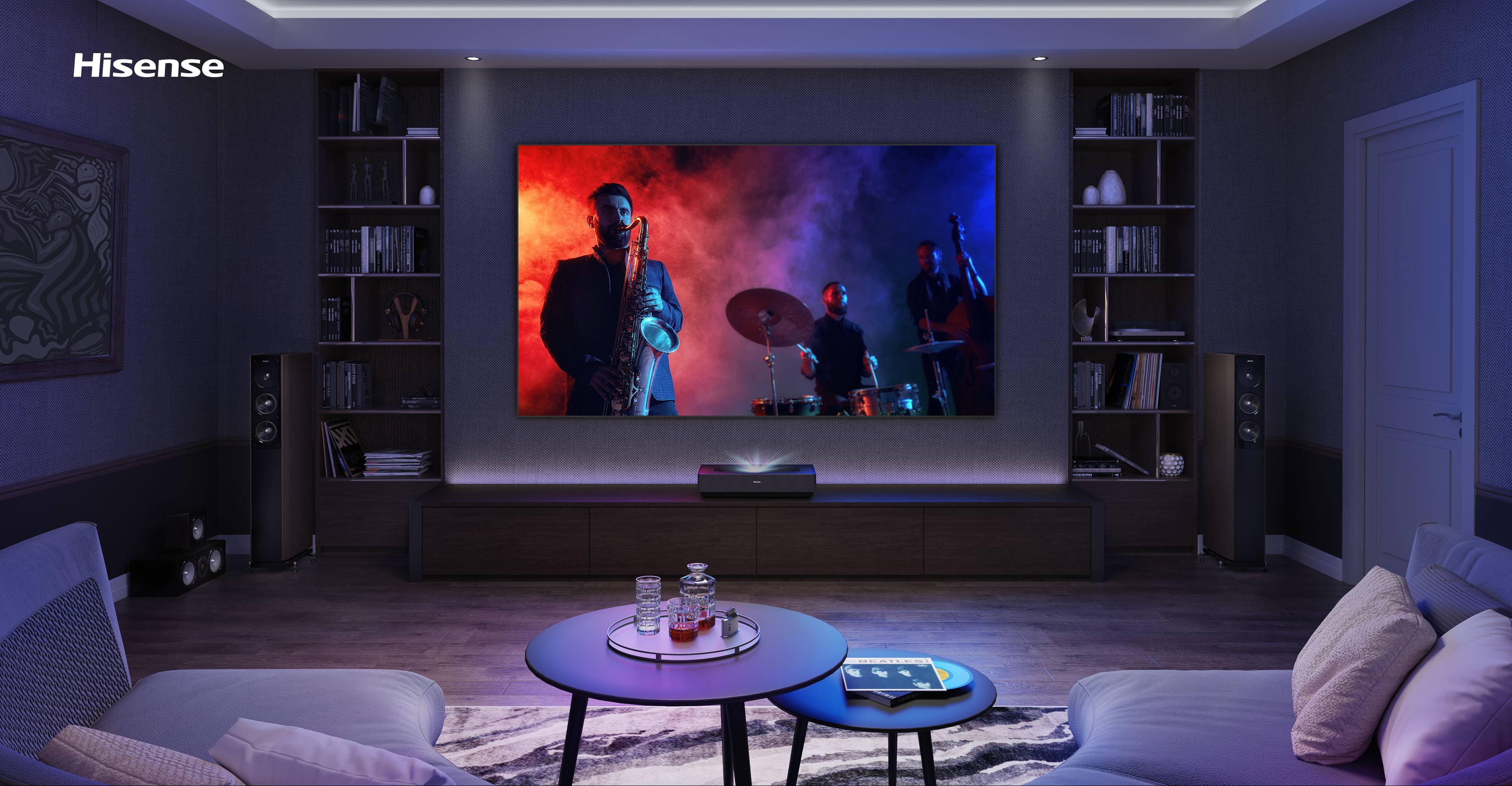 Alt View 14. Hisense - L5H Laser TV X-Fusion UST Projector with INCLUDED 100" ALR Screen, 4K UHD, 2700 Lumens, Dolby Vision & Atmos, Google TV - Black.