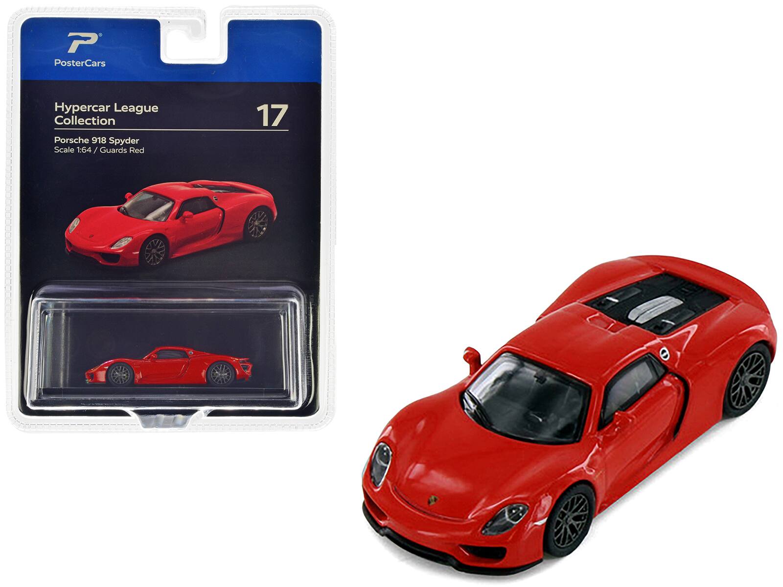 PosterCars
Hypercar League Collection
Porsche 918 Spyder
Scale 1:64 / Guards Red
17