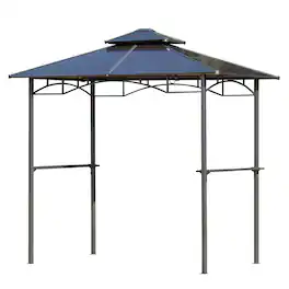 Outsunny - x 5' Barbecue Grill Gazebo Tent, Outdoor BBQ Canopy with Side Shelves - Brown